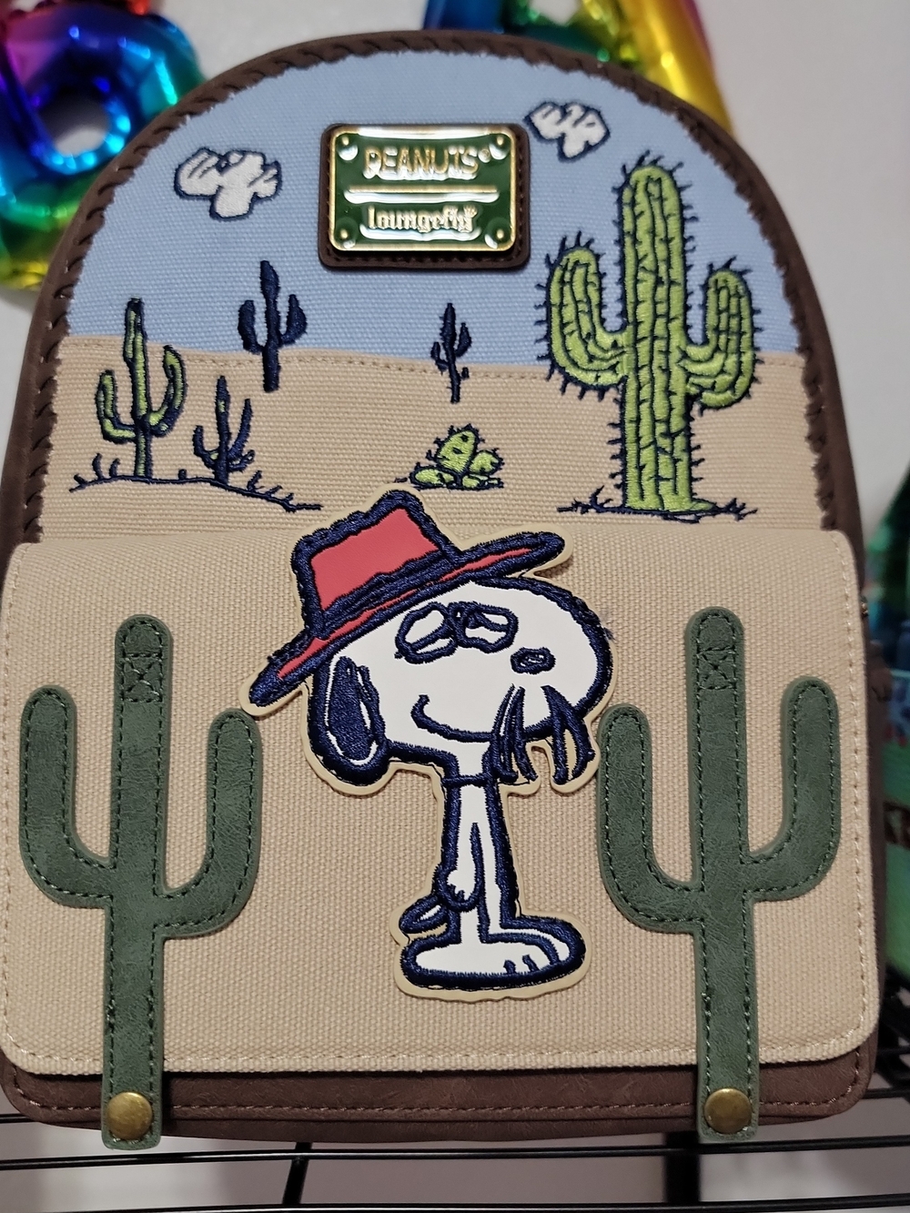 Loungefly Kids Peanuts Snoopy Desert Mini Backpack – Tan, Light Blue & Green